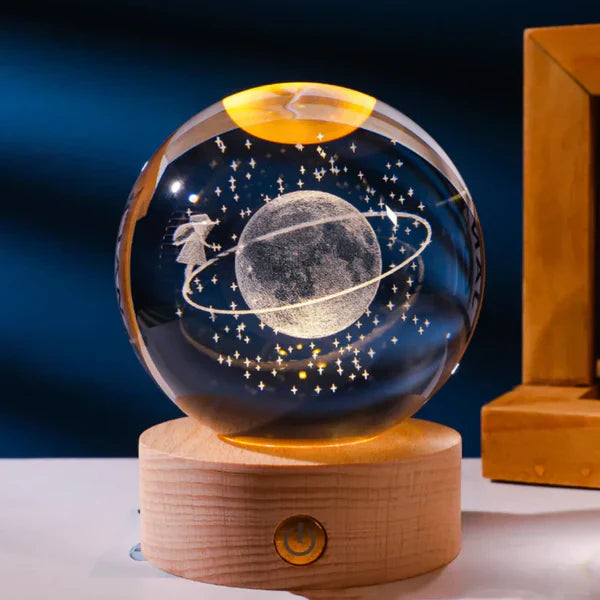 3D crystal Glowing Light Planets